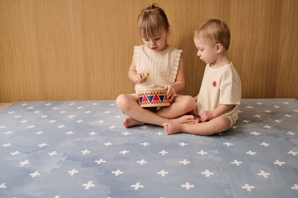 Niebieska mata piankowa puzzle dla dzieci - mata piankowa dla dziecka - mata dla dziecka - mata brzuszkowanie niebieska