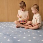 Niebieska mata piankowa puzzle dla dzieci - mata piankowa dla dziecka - mata dla dziecka - mata brzuszkowanie niebieska