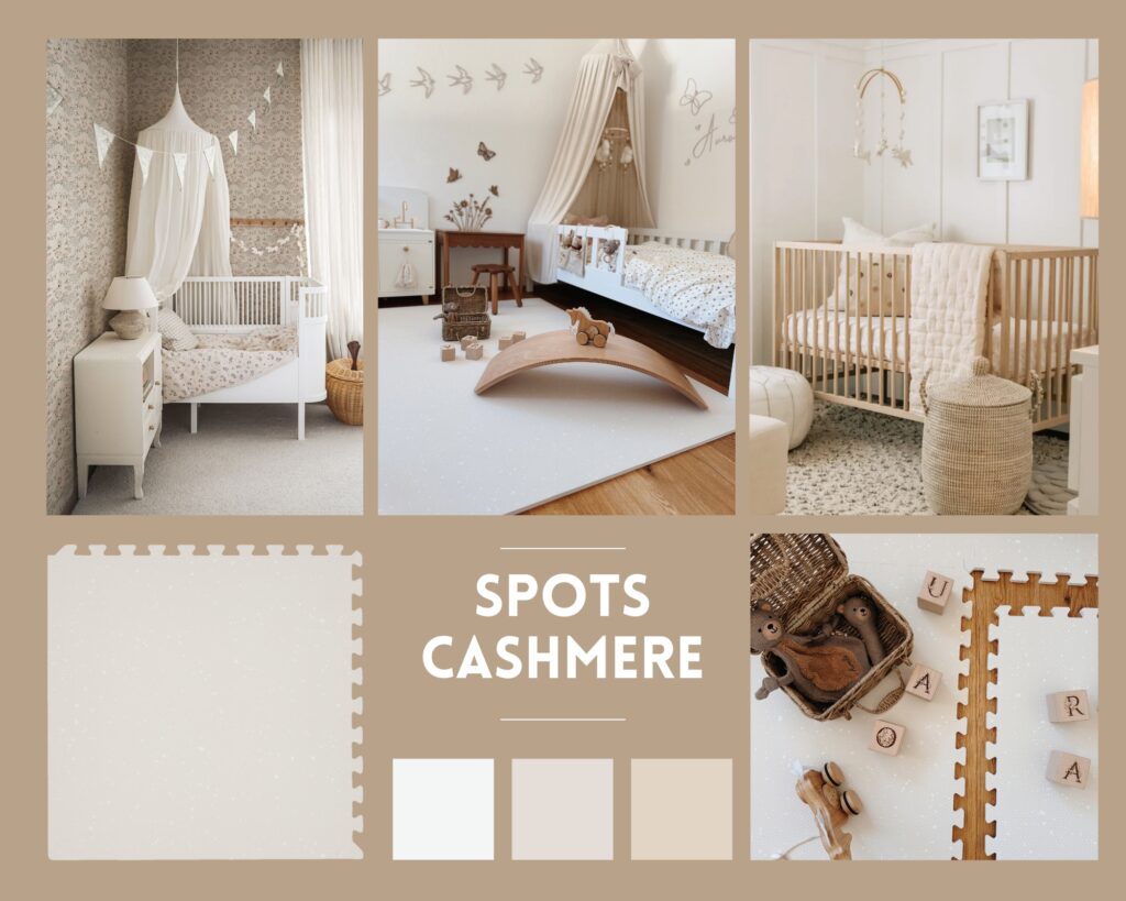 SPOTS CASHMERE beżowa mata piankowa puzzle - beżowa mata dla dziecka - mata beżowa dla dziewczynki - beżowa mata dla chłopca - mata puzzle dla dziecka - mata do pokoju dziecka